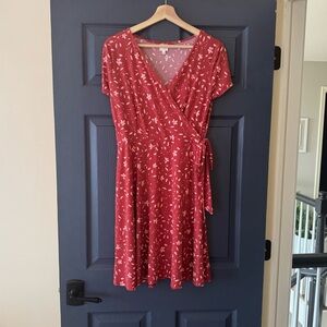 Floral Red Wrap Dress